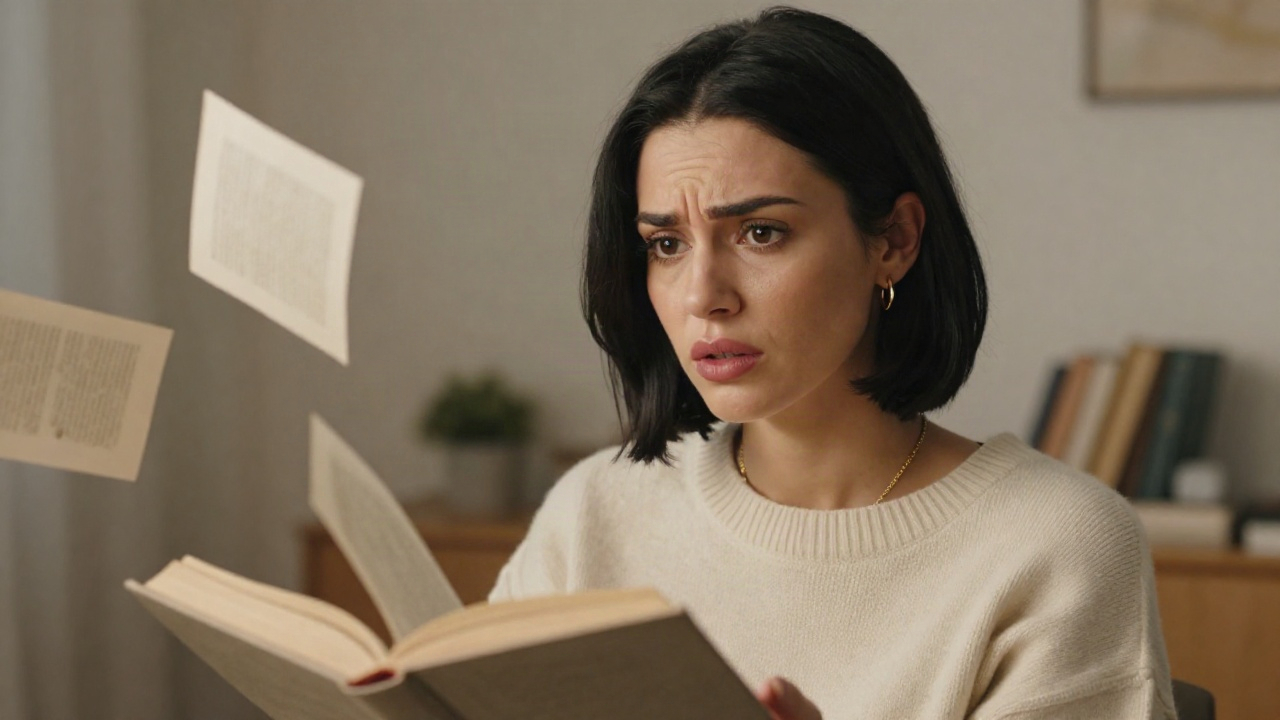 Женщина-ученый держит книгу, страницы которой рассыпаются и улетают в воздух.